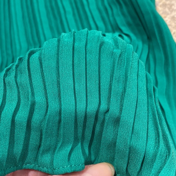 Adrianna Papell Green High Neck Pleated Look Small - Picture 7 of 13